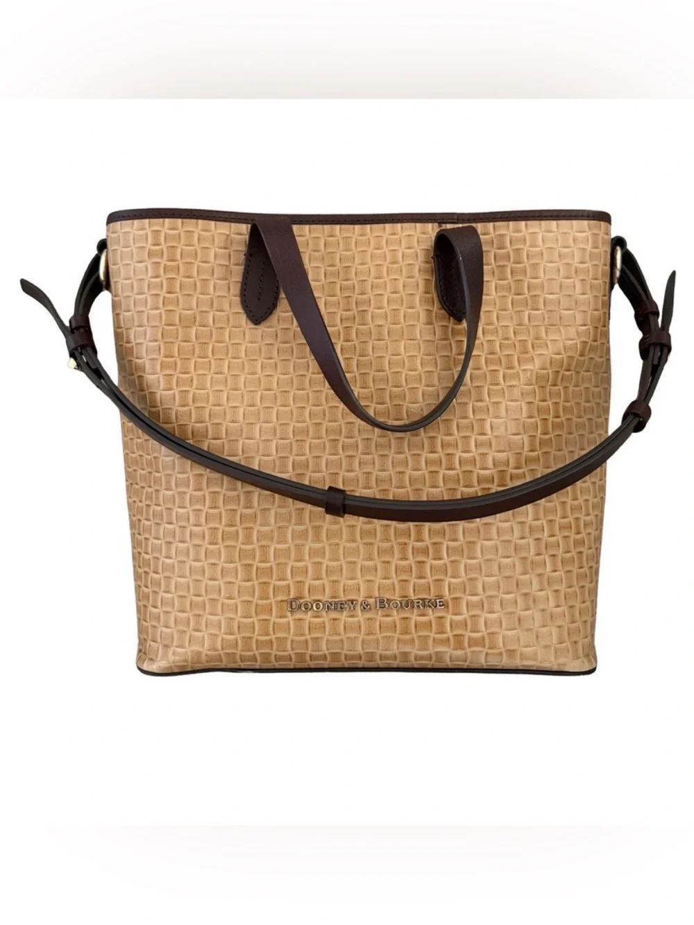 Dooney & Bourke Tan Textured Bag Lilliana Woven Leather Shopper